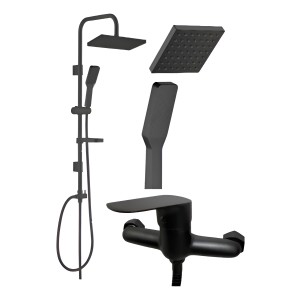 Barral Ducha Negro Mate Con Monocomando Bañera Rimontti