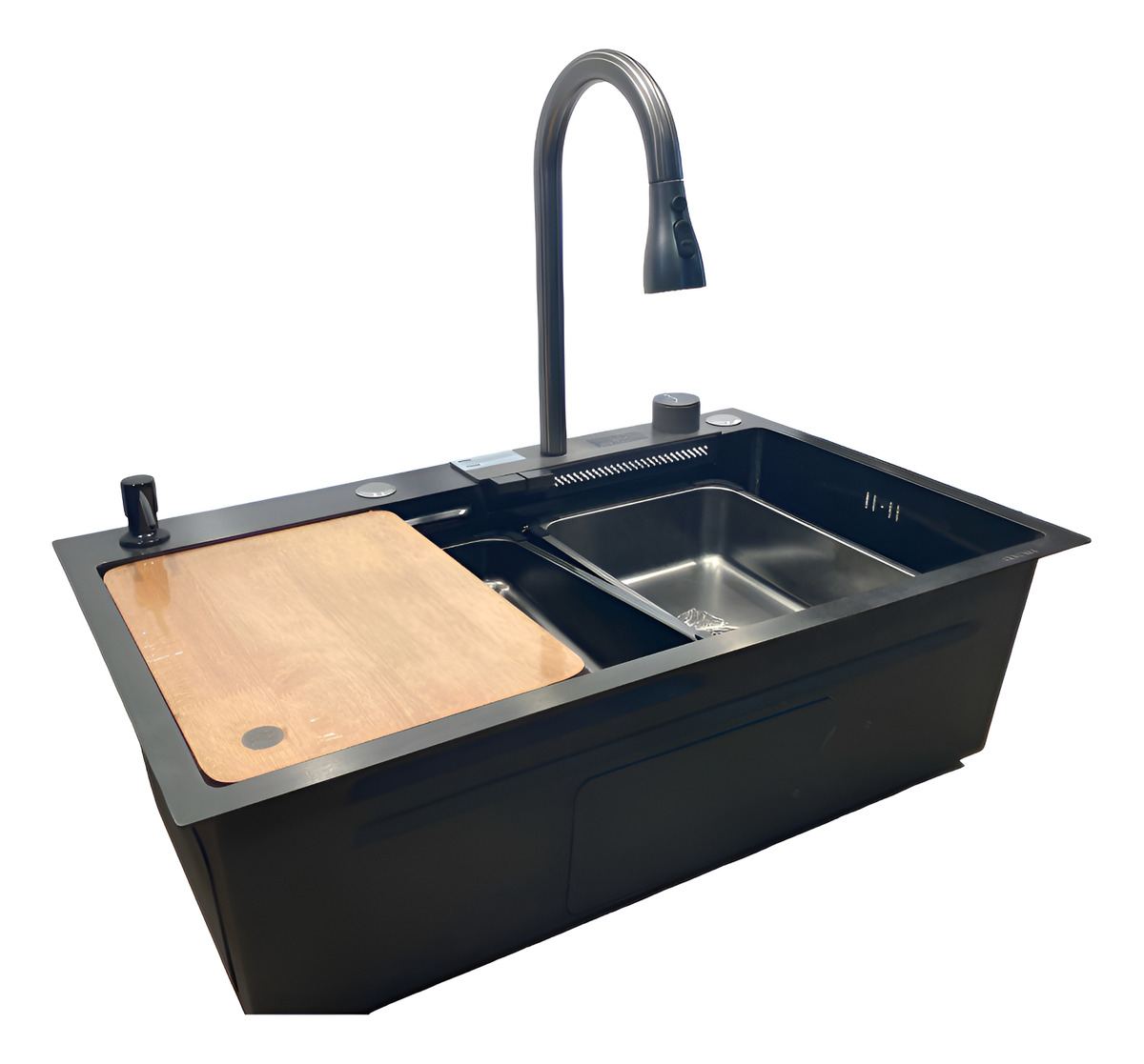 Pileta Digital Cocina Bacha Acero Inoxidable Negro Completa