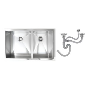Pileta Y Media Cocina Cuadrada De Sobreponer Acero Inox.304