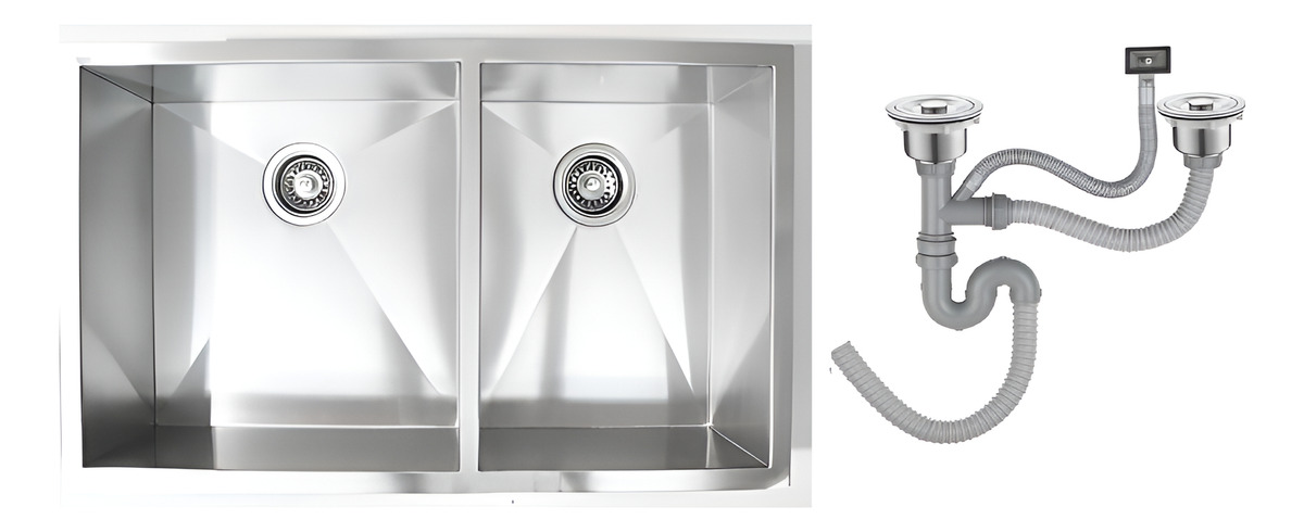 Pileta Y Media Cocina Cuadrada De Sobreponer Acero Inox.304