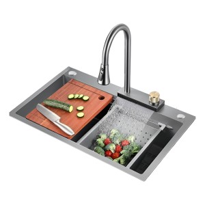 Pileta De Cocina Bacha De Acero Inoxidable Negro Completa