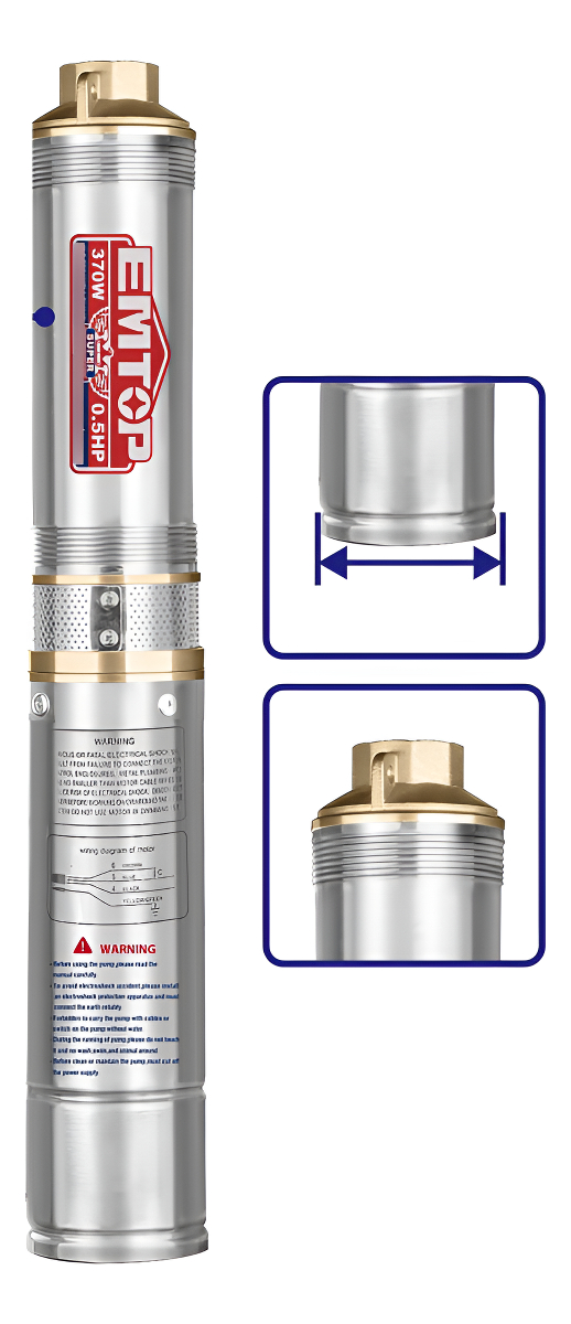Bomba Sumergible Semisurgente 370w 0.5hp 48mts Emtop