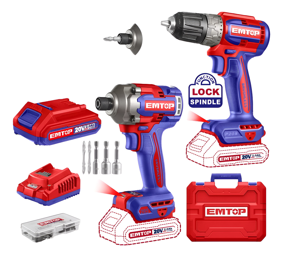 Atornillador Impacto+taladro Atornillador 20v Sin Carbones C