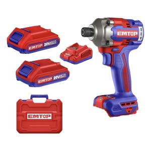 Atornillador De Impacto 20v Bl + 2 Baterias Y Cargador Emtop