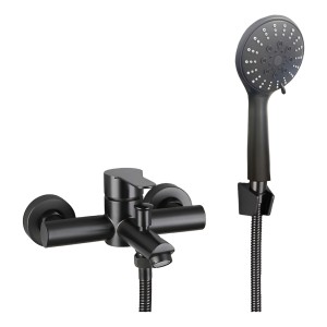 Monocomando Griferia Ducha Bañera Negro Acero Inox Rimontti