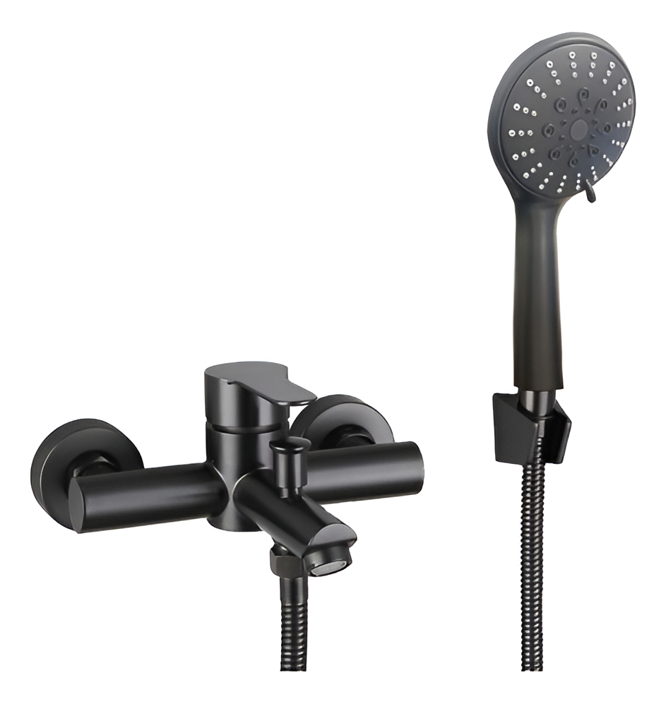 Monocomando Griferia Ducha Bañera Negro Acero Inox Rimontti