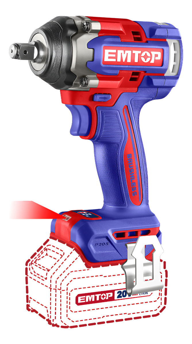 Llave De Impacto 500nm En Maletín + 2bat Y Cargador Emtop