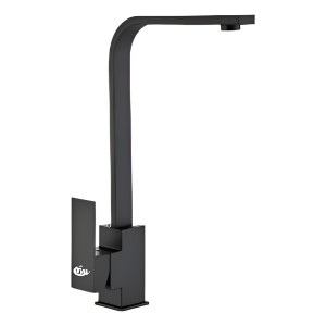 Monocomando Cocina De Mesada Color Negro Wico Cuadro Pico