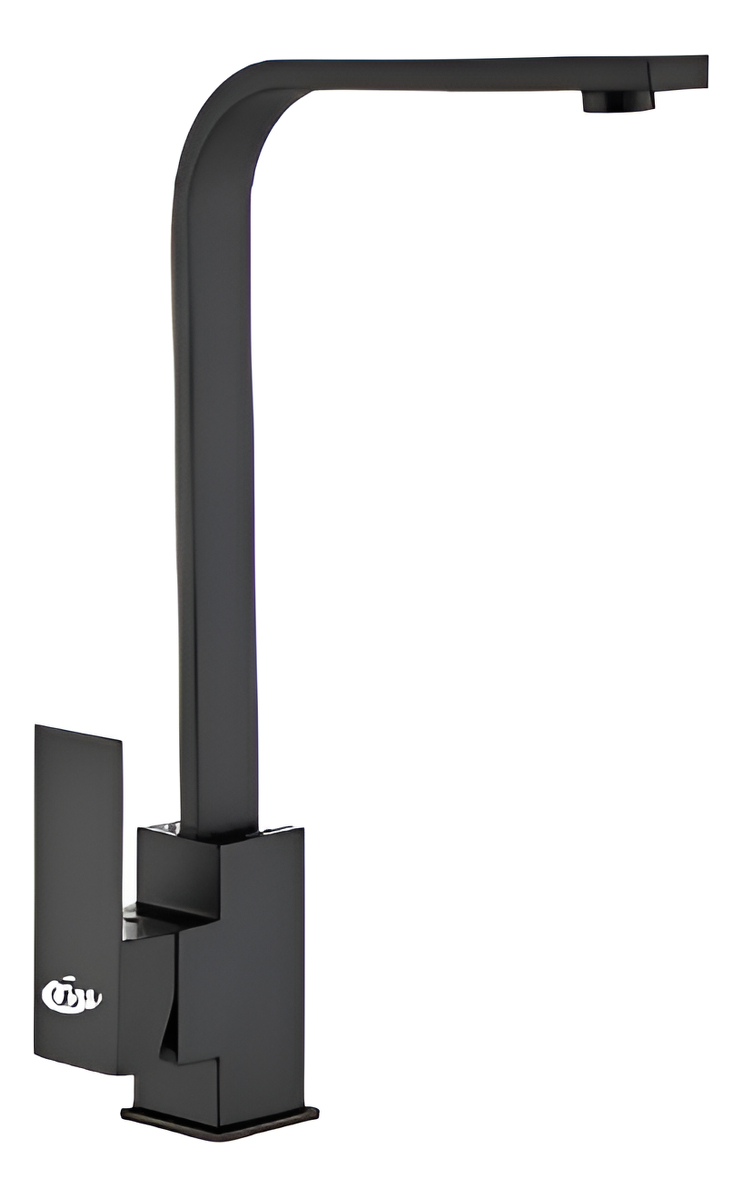 Monocomando Cocina De Mesada Color Negro Wico Cuadro Pico