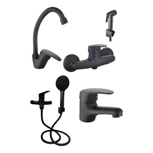 Combo Grifería Negro Mate Rimontti Wico 2 Años De Garantía