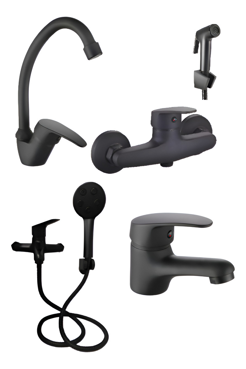 Combo Grifería Negro Mate Rimontti Wico 2 Años De Garantía