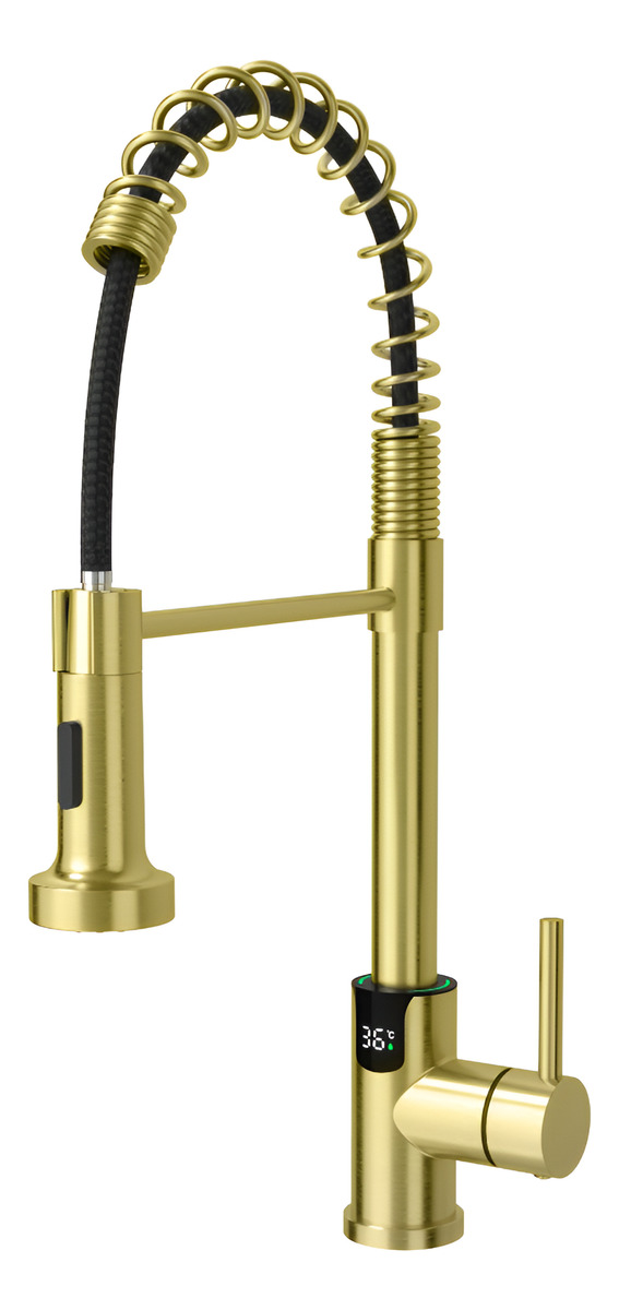 Monocomando Chef Dorado Digital Extensible Acero Inox 304