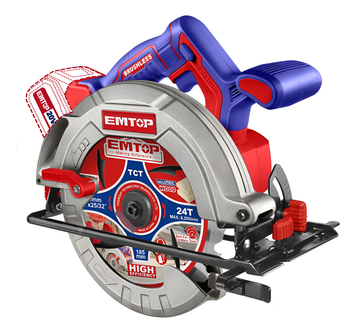 Sierra Circular A Bateria 185 Mm 20v S/bat Emtop Elcs1851