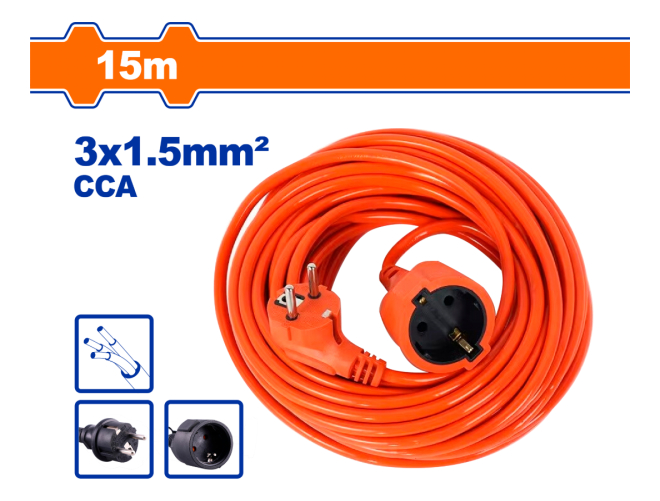 Alargue 15m Enchufe Y Conector Tipo Schuko Wadfow Wejag04 - Imagen 2