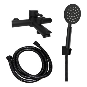 Ducha Bañera Monocomando En Negro Mate C/ Transferencia Wico