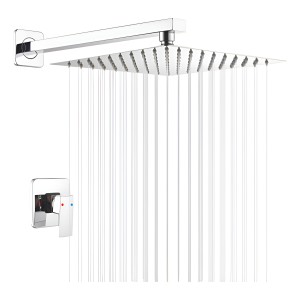 Monocomando Embutir Ducha Cuadrada Cromada Brazo Pared