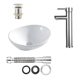 Bacha De Loza De Apoyo + Monocomando Palito + Tiptop +sifónc