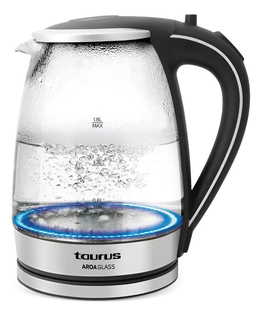 Jarra Electrica Aroa Glass Taurus 2200w 1.8lts Plateado