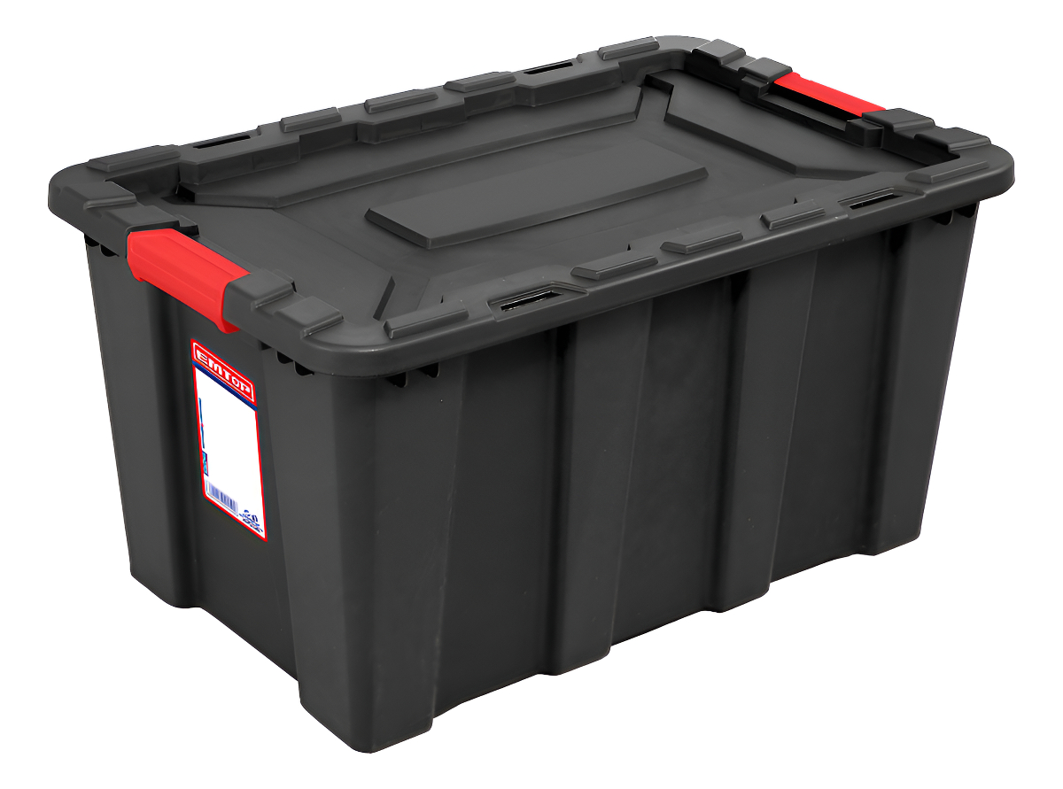Contenedor Plastico Apilable 55lts Negro Emtop