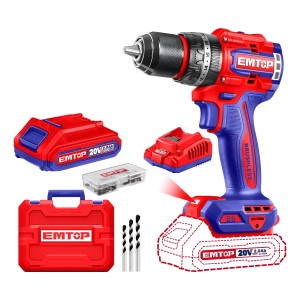 Taladro Atornillador 20v Sin Carbones Emtop 2bat Y Maletin C