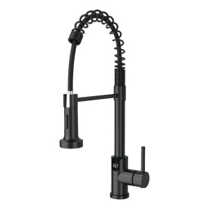 Monocomando Chef Negro Mate Digital Extensible Acero Inox304