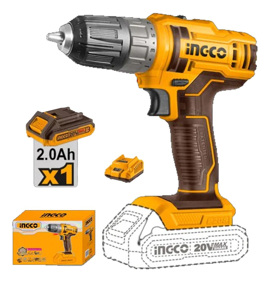 Atornillador 20v P20s C 1 Batería Y Carga Ingco Cdli200518