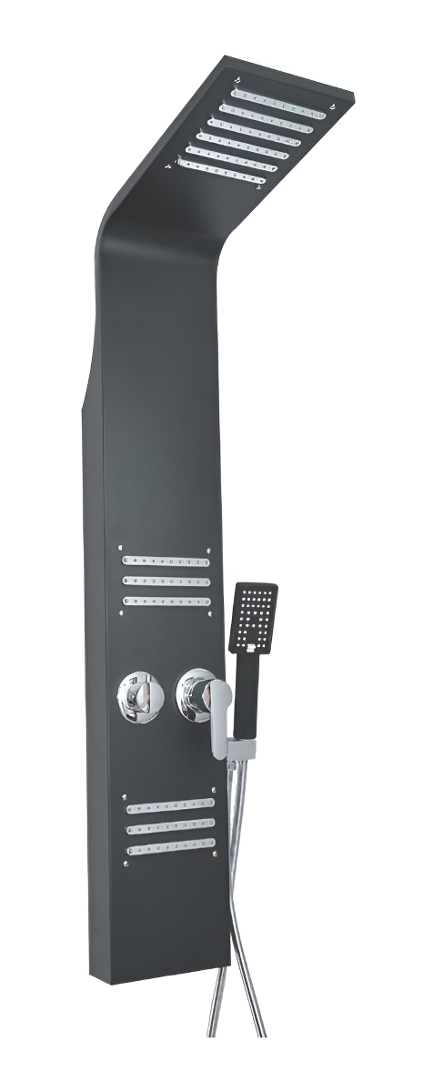 Panel De Ducha Acero Inoxidable Negro Rimontti 1.50x0.18mt