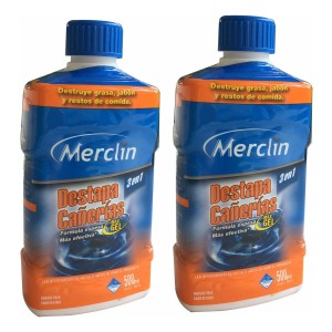 Destapa Cañerías En Gel 1 Litro X2 Limpia Graseras Merclin