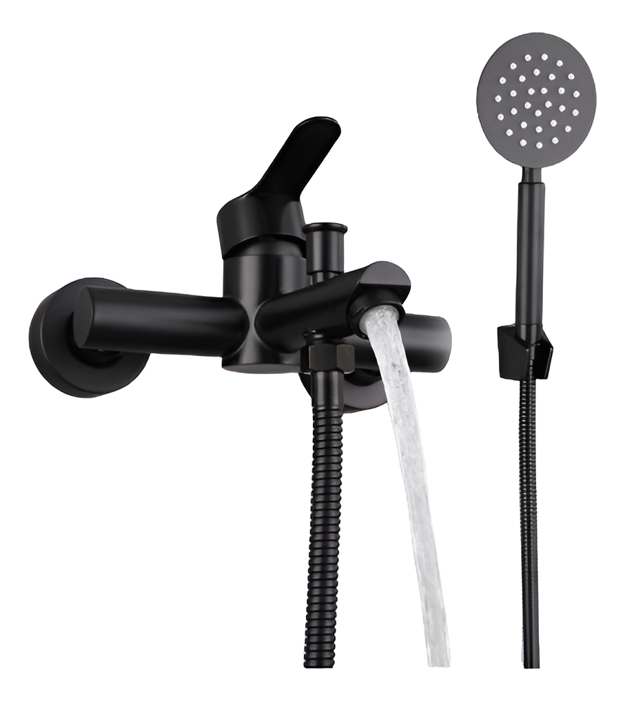 Monocomando Griferia Ducha Bañera Negro Acero Inox Rimontti