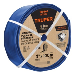 Manguera Pvc Plana Para Descarga 100mt,d:2 Truper M210d