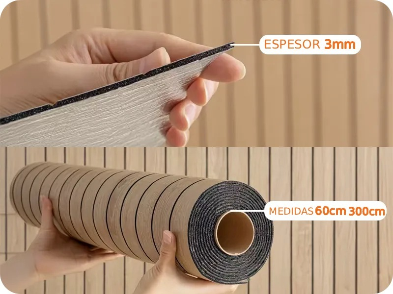 Rollo Adhesivo Revestimiento Símil Wpc 60cm X 3 Mt X 3mm - Imagen 2