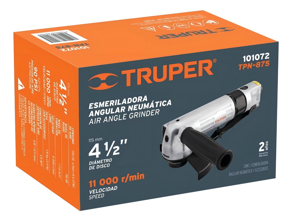 Amoladora Neuamtica Profesional 4-1/2'' Truper Color Gris - Imagen 3