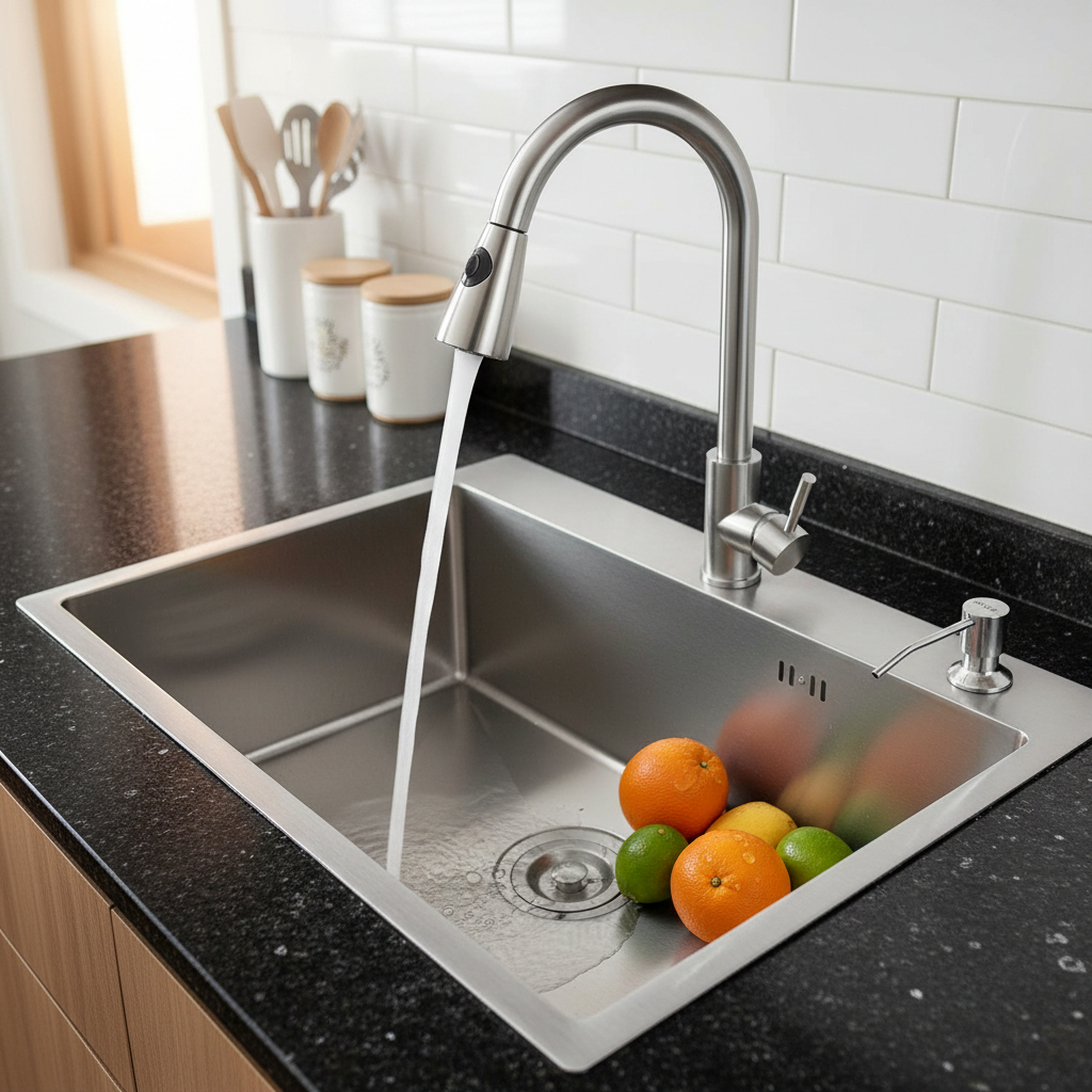 Pileta Simple Cuadrada Cocina Satinada Acero Inoxidable - Imagen 3