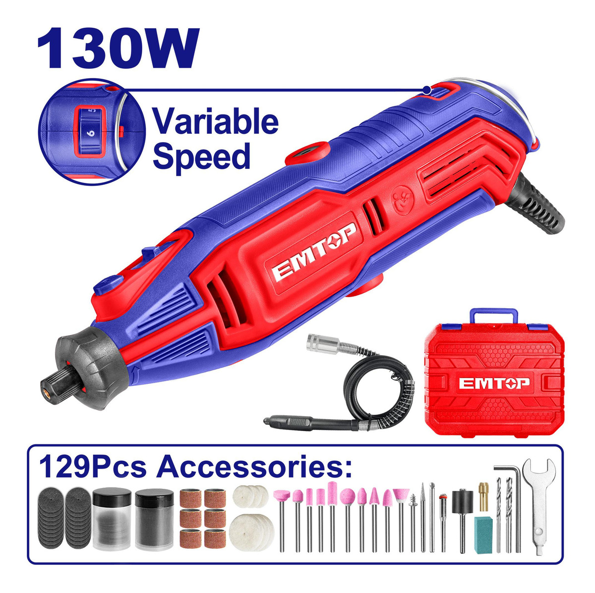 Mini Torno 130w Velocidad Variable Emtop Emgk1301 - Imagen 3