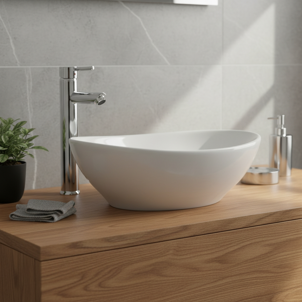 Bacha De Loza De Apoyo Pileta Oval Baño Sola B.olimpia - Imagen 4