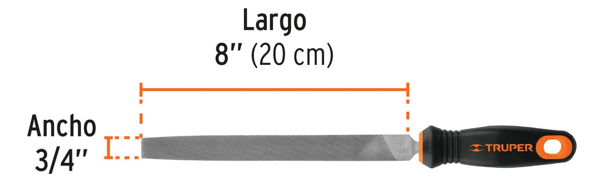 Lima Plana Bastarda Con Mango 8 Pulgadas Truper Lpb-8t - Imagen 4