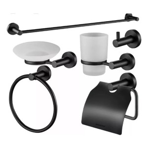 Kit Accesorios Para Baño Negro Mate 6 Piezas B.oli