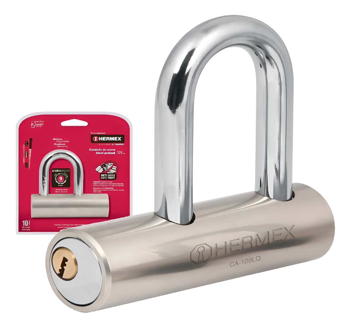 Candado Maxima Seguridad Hermex 109mm Con 3 Llaves