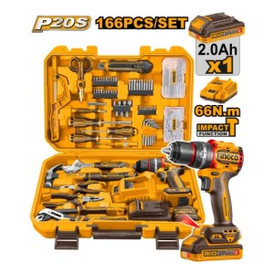 Kit Set 166 Herramientas Combinadas+taladro Atorn Ingco