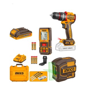 Kit Herramientas A Bateria + Laser Ingco Cosli250511