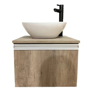 Mueble Aéreo Baño Completo Bacha Oval Grifería Negro Mate