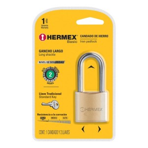 Candado Aro Largo Hermex Modelo Chb-50pl Seguro Y Resistente