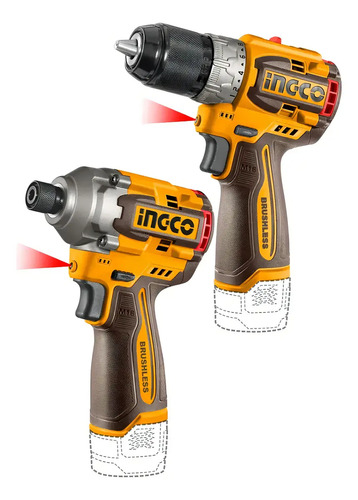 Kit Taladro Atornillador 16v+ Atornillador Impacto Ingco