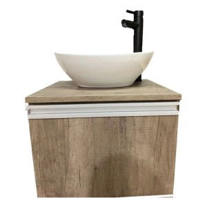 Mueble Aereo Baño Completo Bacha Con Monocomando Negro Y Acc