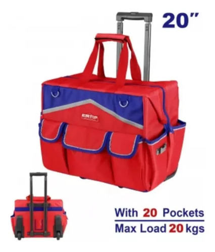 Bolso De Herramientas Rigida Con Ruedas Cap 20kg Emtop - Imagen 2