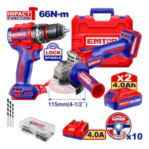 Kit Combo Taladro Percutor 66nm + Amoladora 115 Mm Brushless
