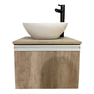 Mueble Aéreo Baño Completo Bacha Oval Grifería Negro Mate