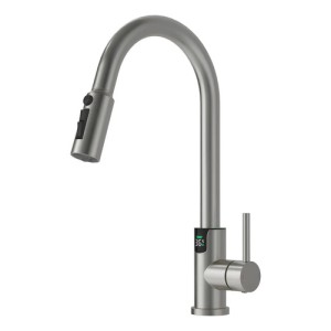 Monocomando Para Filtro De Mesada Digital Satinado Inox. 304