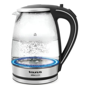 Jarra Electrica Aroa Glass Taurus 2200w 1.8lts Plateado