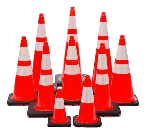 Cono Reflectivo Naranja Con Base De Pvc 75cm 38x38cm 2,5kg - Imagen 2